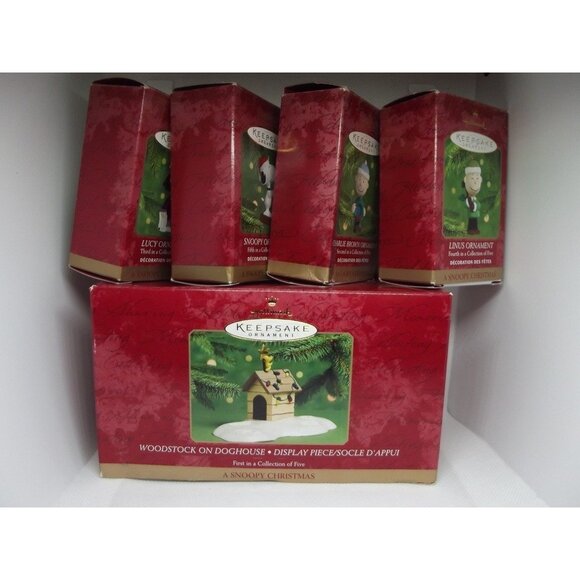Hallmark Ornament Set (lot of 5) Keepsake Peanuts 50th Anniv A Snoopy Christmas - Picture 8 of 13